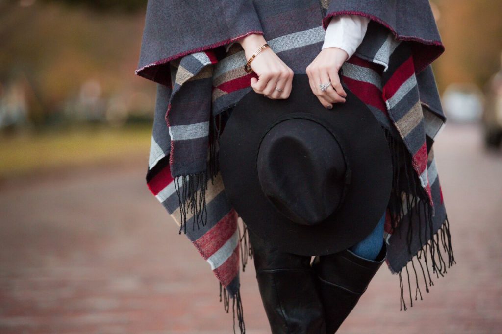 All about the ponchos this fall. Pair with a fun fedora or floppy hat and knee high boots for the ultimate chic yet comfortable fall look- The Samantha Show