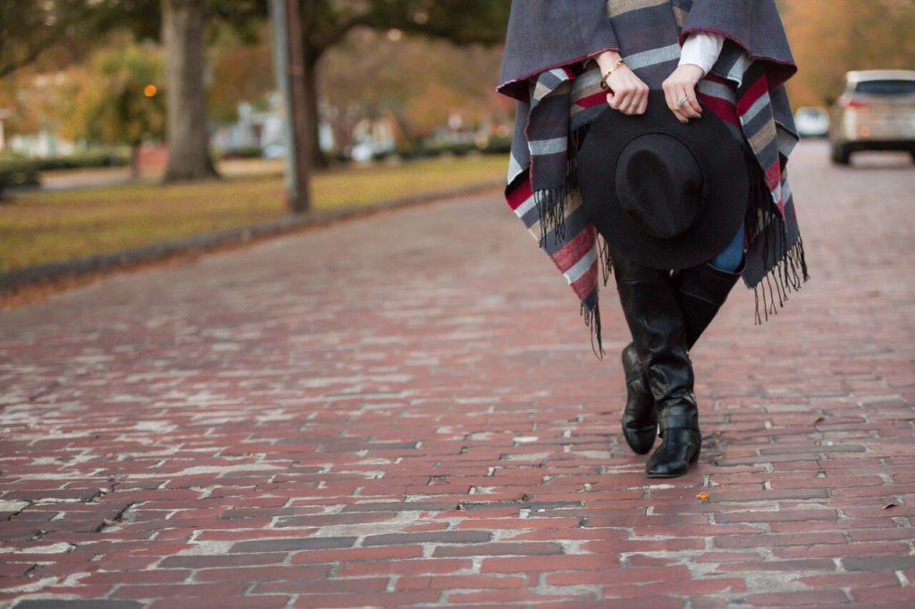 All about the ponchos this fall. Pair with a fun fedora or floppy hat and knee high boots for the ultimate chic yet comfortable fall look- The Samantha Show