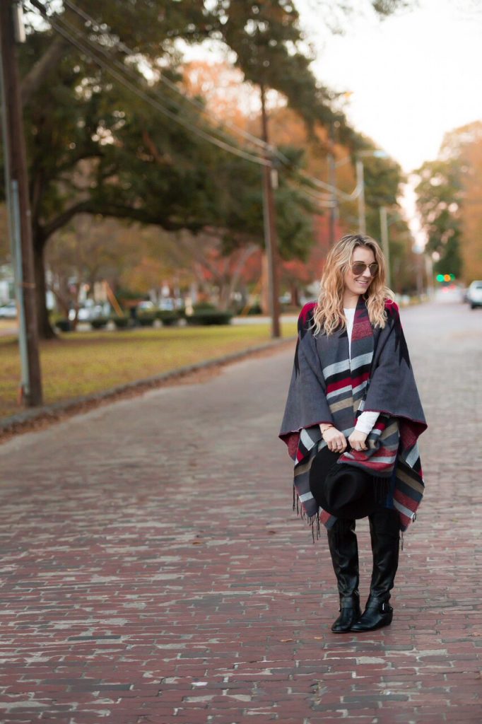 All about the ponchos this fall. Pair with a fun fedora or floppy hat and knee high boots for the ultimate chic yet comfortable fall look- The Samantha Show