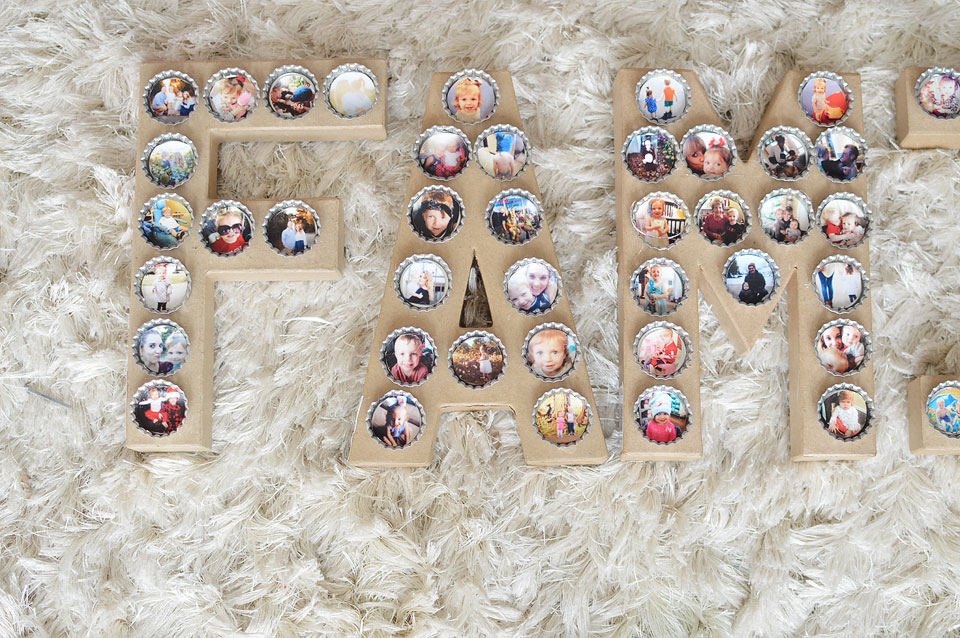 DIY Photo Bottle Cap Letters- The Samantha Show