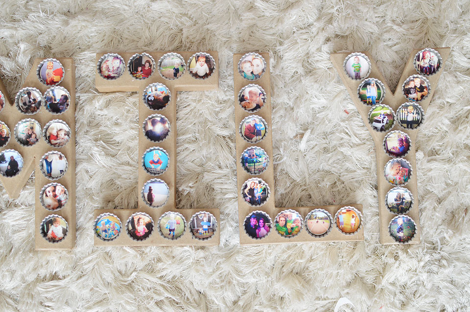 DIY Photo Bottle Cap Letters- The Samantha Show