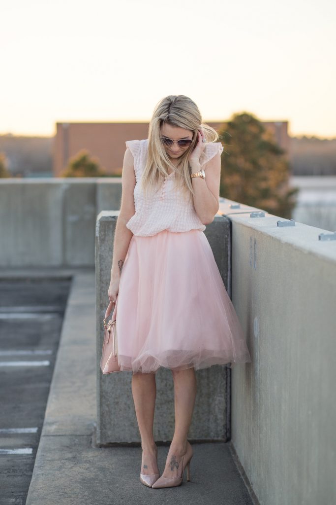 Valentine's Day blush outfit. 