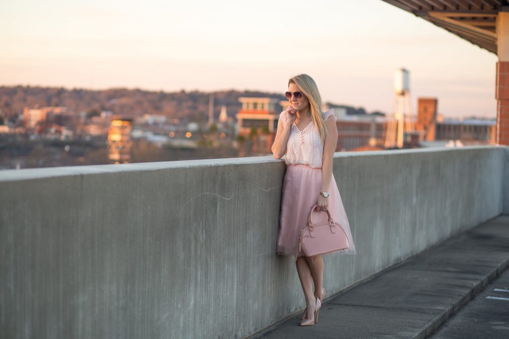 Valentine's Day blush outfit. 