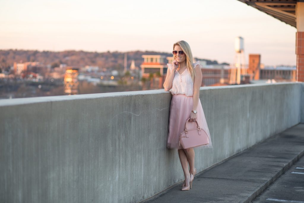 Valentine's Day blush outfit. 