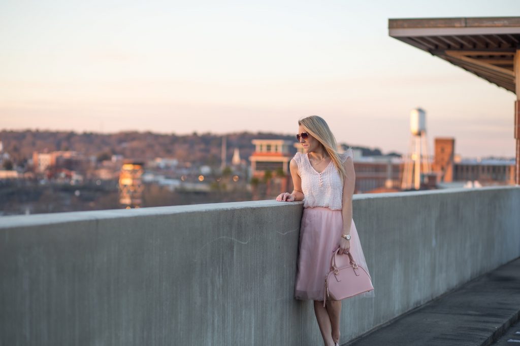 Valentine's Day blush outfit. 