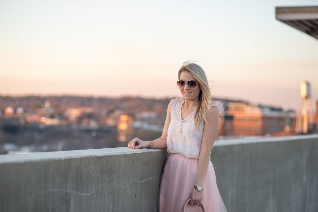 Valentine's Day blush outfit. 