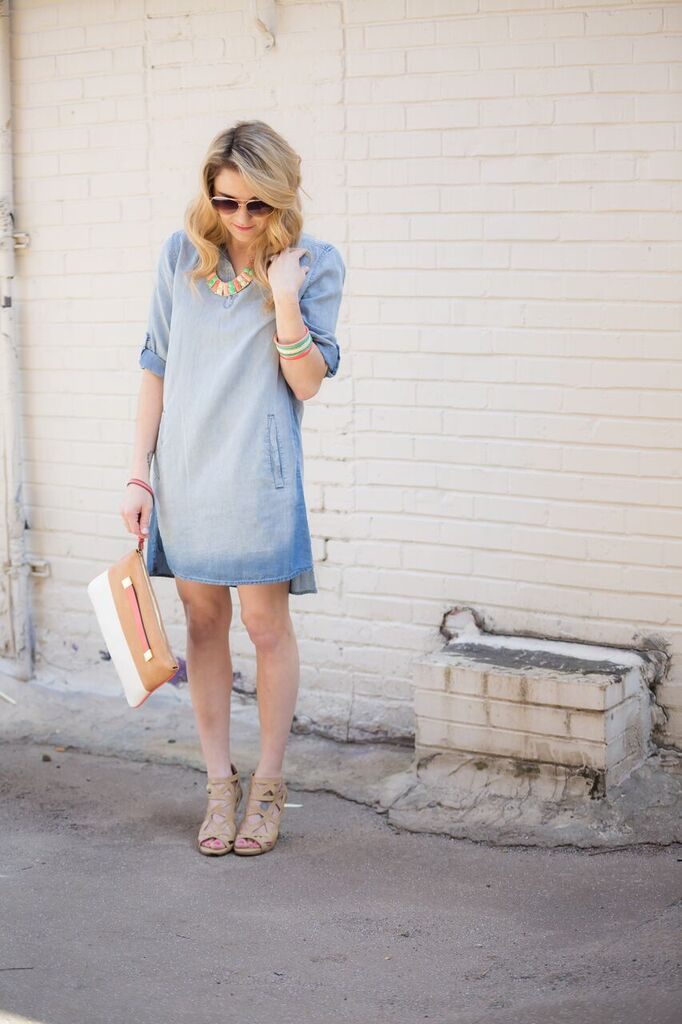 spring style; chambray with pops of color