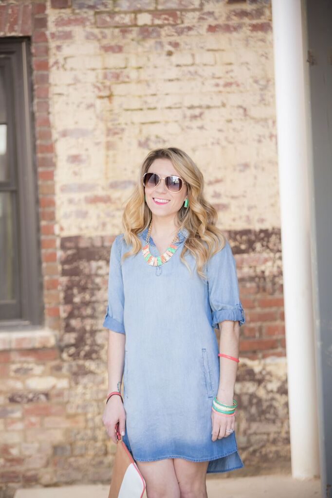 spring style; chambray with pops of color