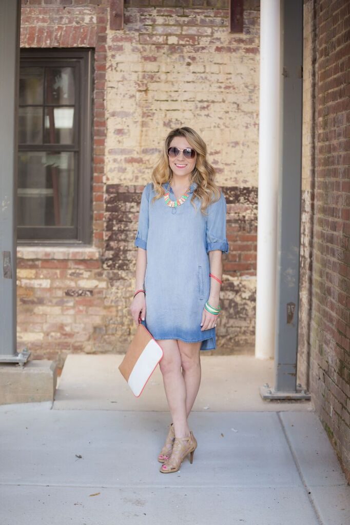 spring style; chambray with pops of color