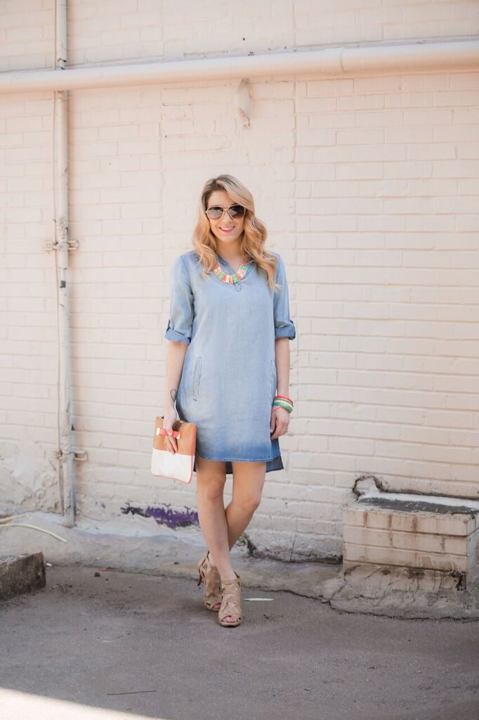 spring style; chambray with pops of color
