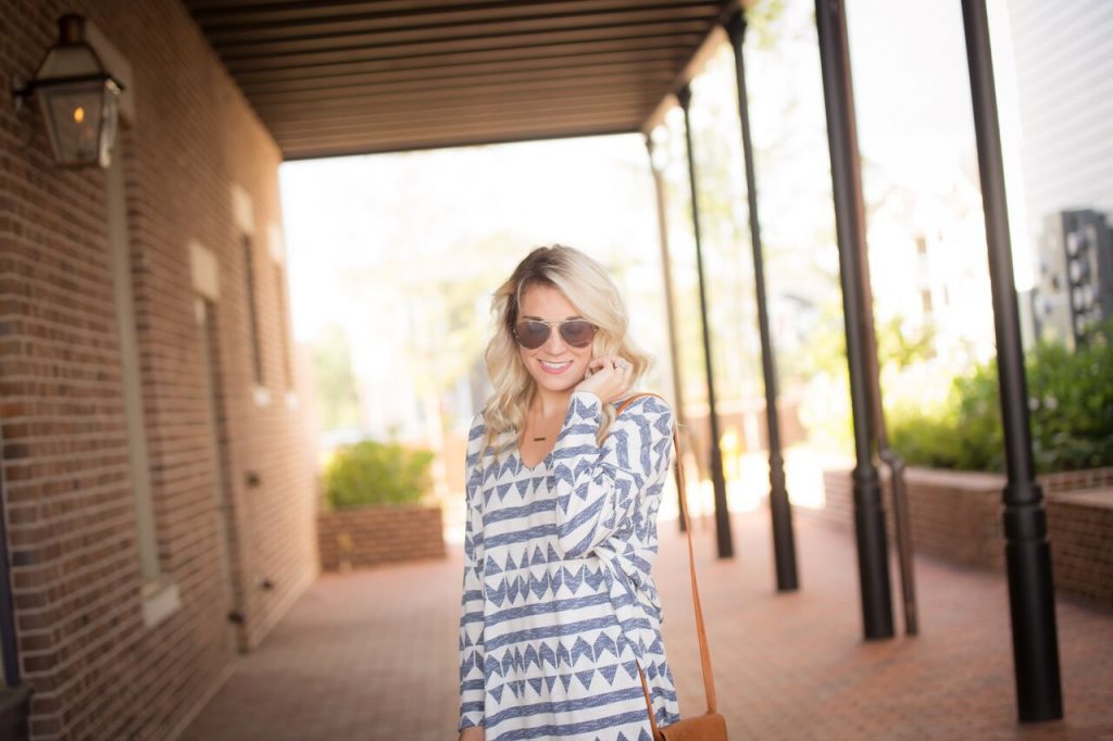 Aztec print with chunky heel booties; a perfect transition from summer to fall. 