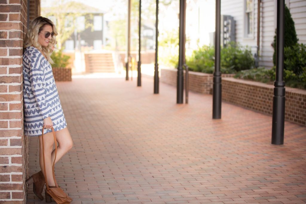 Aztec print with chunky heel booties; a perfect transition from summer to fall. 