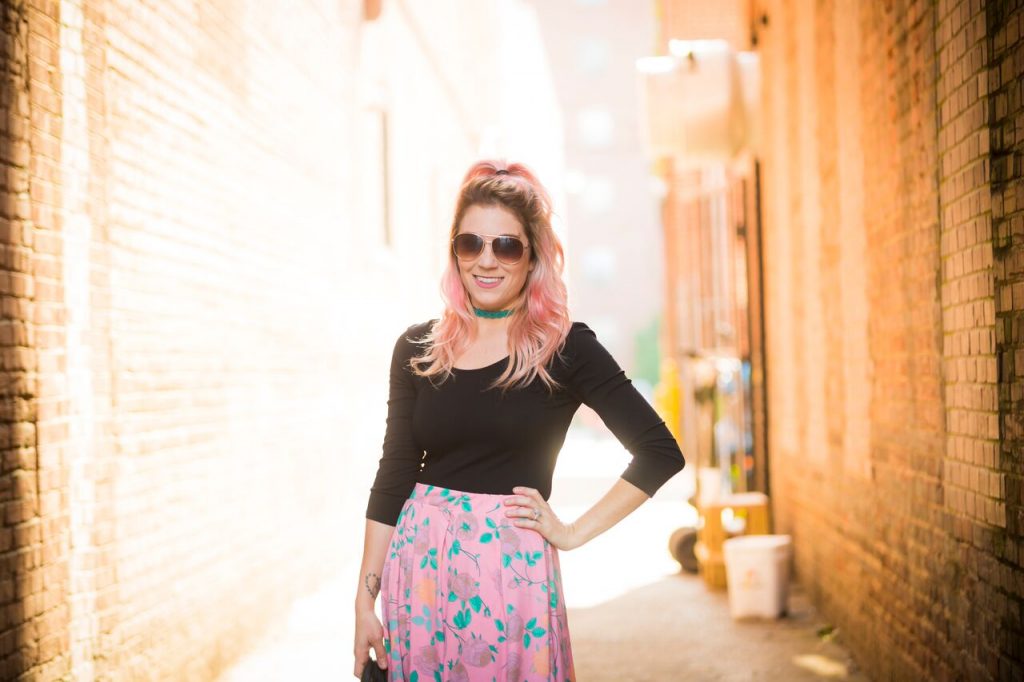 What's up Wednesday; rockin' a LuLaRoe Madison with a body suit and choker for a trendy spin on a classic skirt. 
