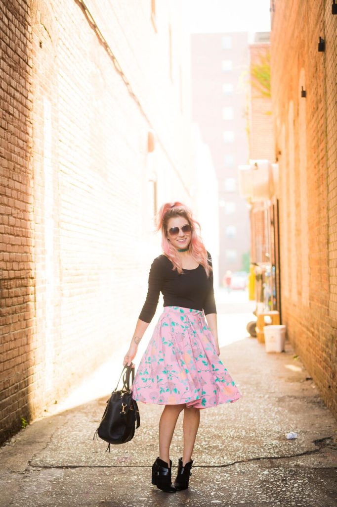 What's up Wednesday; rockin' a LuLaRoe Madison with a body suit and choker for a trendy spin on a classic skirt. 