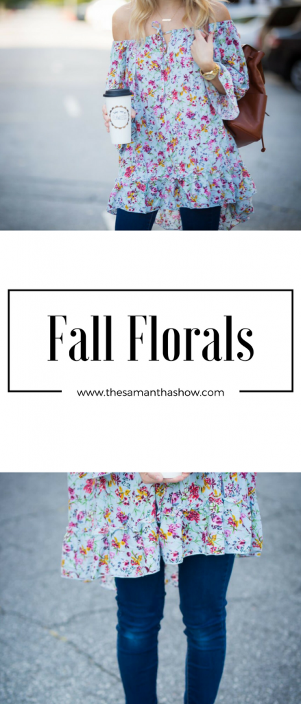 Fall florals are all the rage right now. Life and style blogger, The Samantha Show is sharing a few different ways to work them into your fall wardrobe.