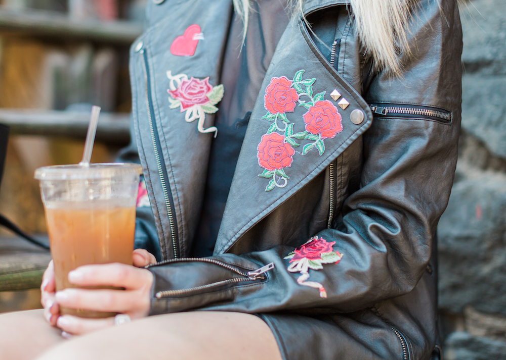 Posh Spice meets Sporty Spice: pair a sheer top with sporty kicks for a sexy but chic look. Want a little more edge? Throw on an embroidered leather jacket to seal the deal. 