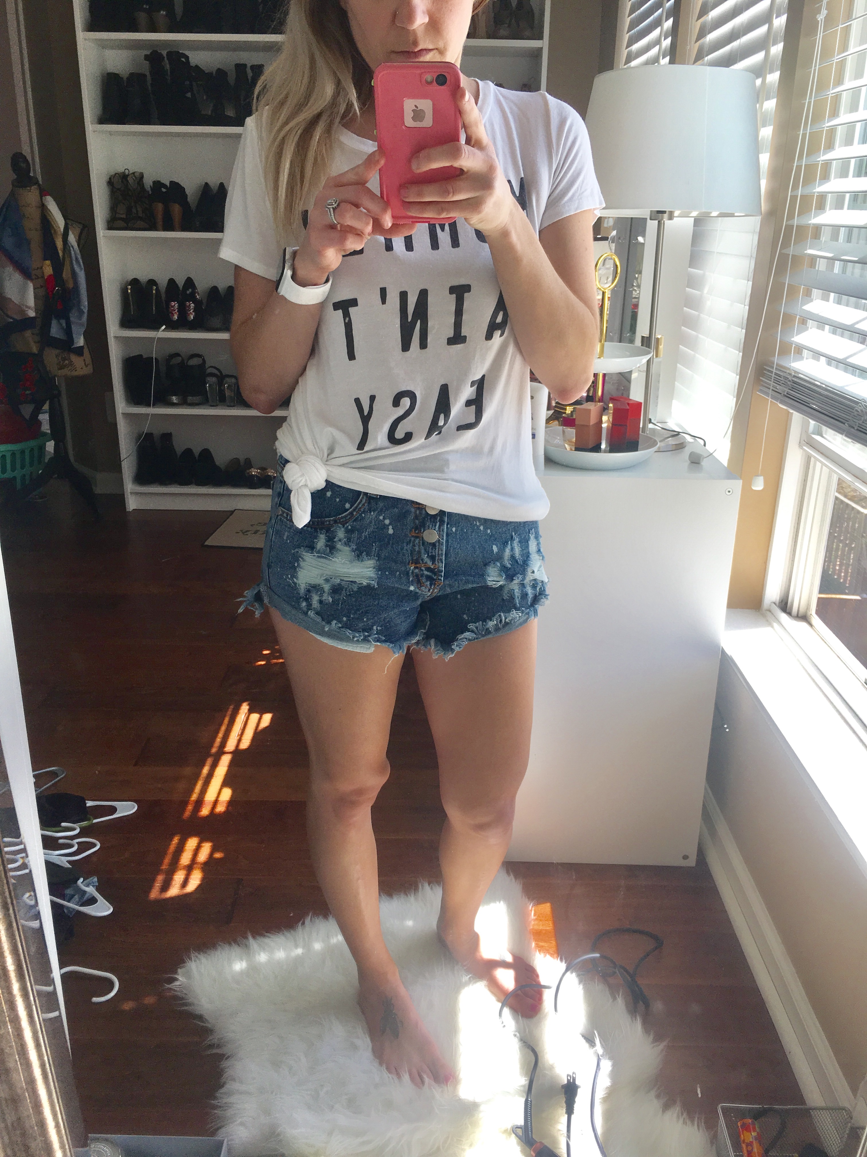 Real mom fashion denim shorts and tops