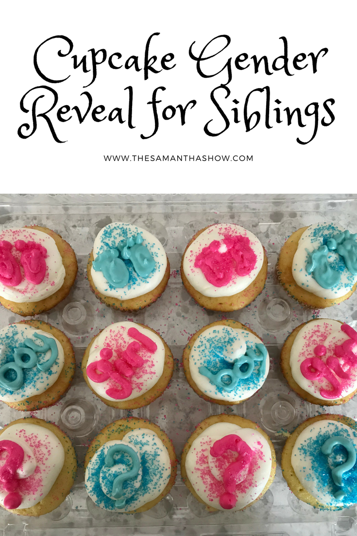 Cupcake Gender Reveal for Siblings: fill the cupcake with blue or pink icing and let them bite into their surprise! 