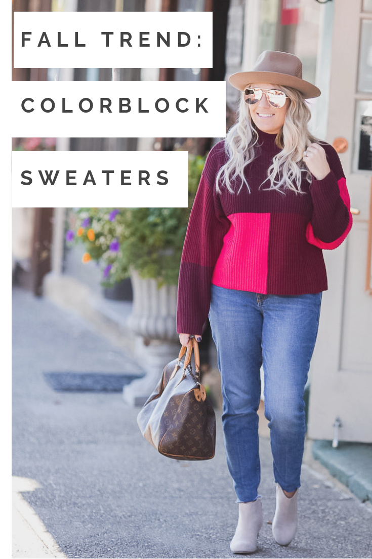 Cleveland blogger The Samantha Show shares one of her favorite fall trends: colorblock sweaters. 