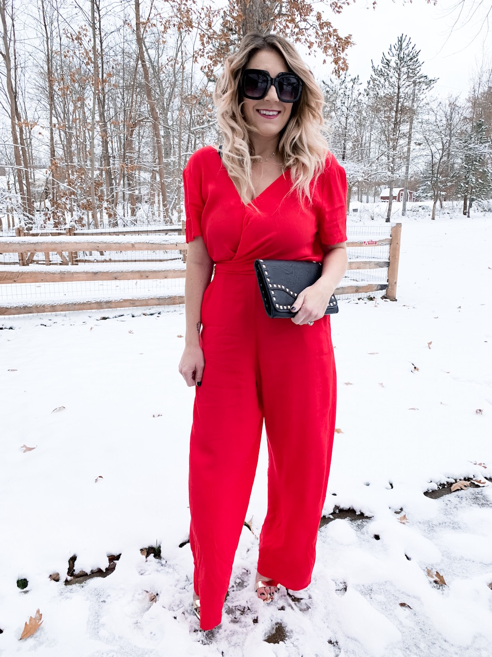 Christmas style: Red Jumpsuit - The Samantha Show- A Cleveland Life + Style  Blog