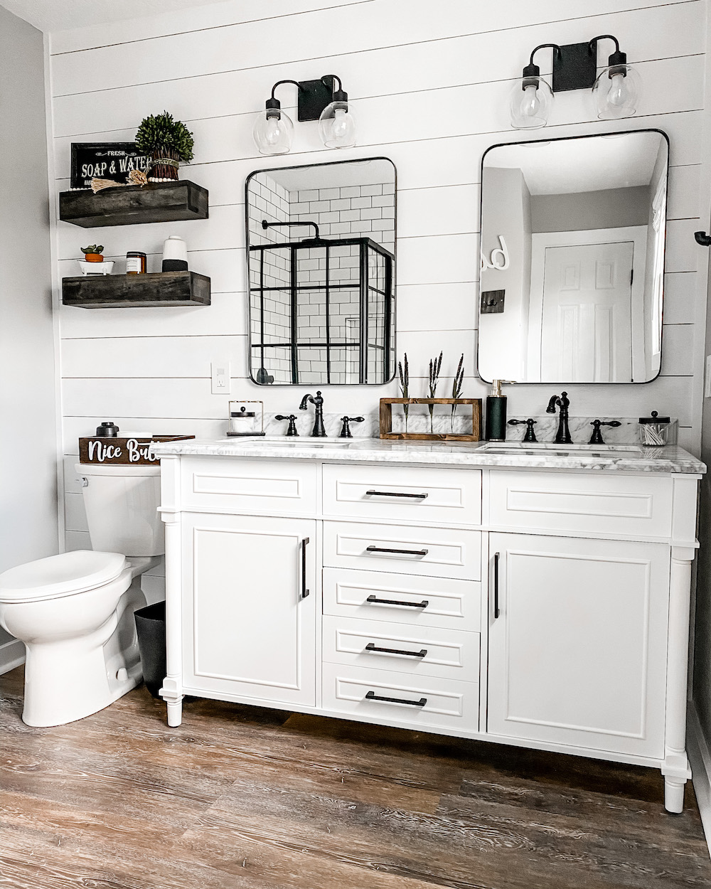 modern farmhouse master bathroom renovation