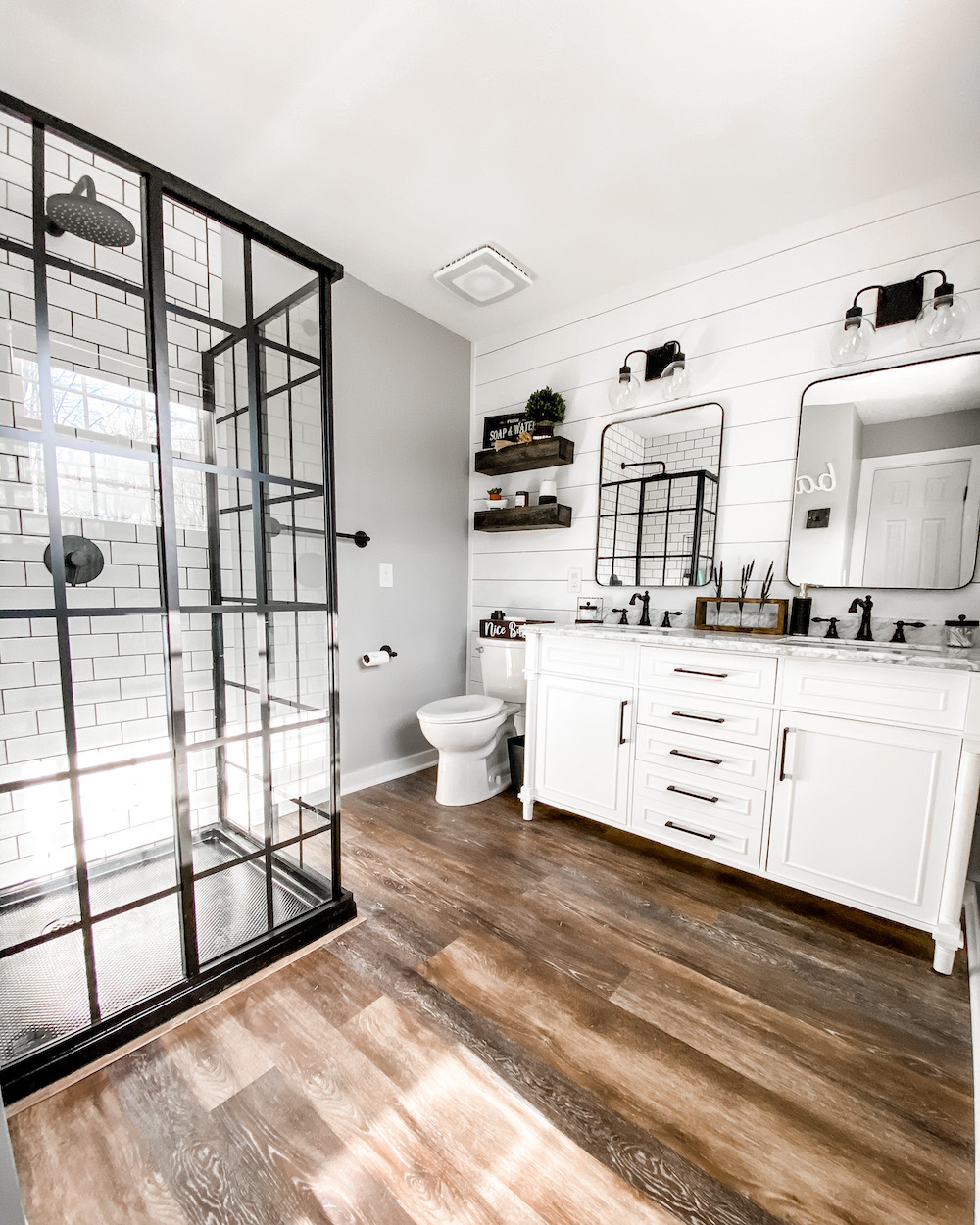 modern farmhouse master bathroom