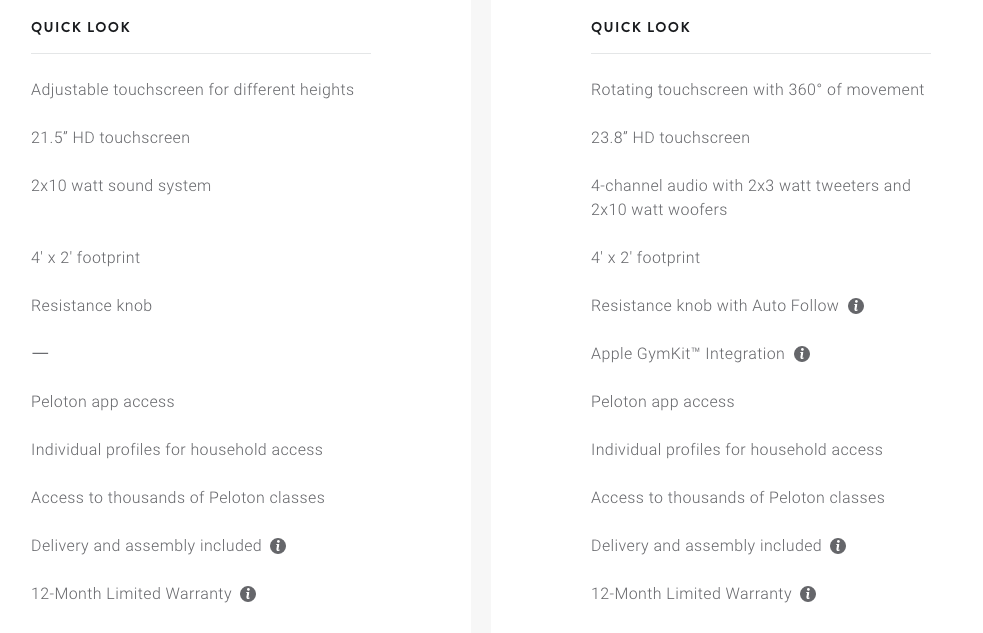 what are the differences between the peloton bike and peloton bike+